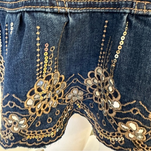 Marbella Lg Dark Blue Denim Jacket with Gold Embroidery and Sequin NWOT - Picture 5 of 14